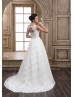 Ivory Lace Tulle Unique Affordable Wedding Dress